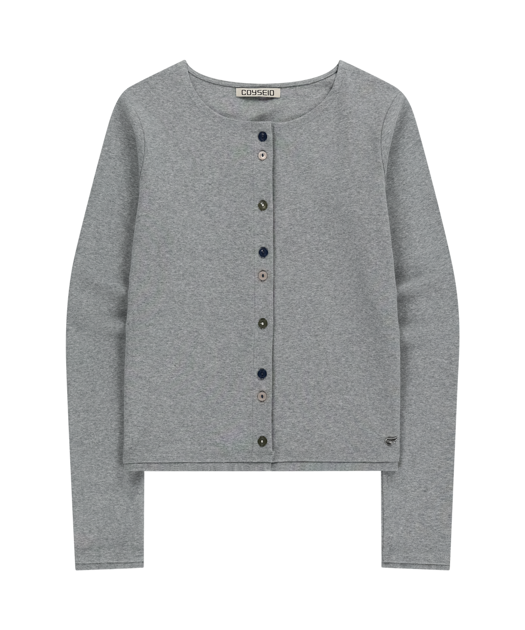 RAW EDGE CARDIGAN MELANGE GREY