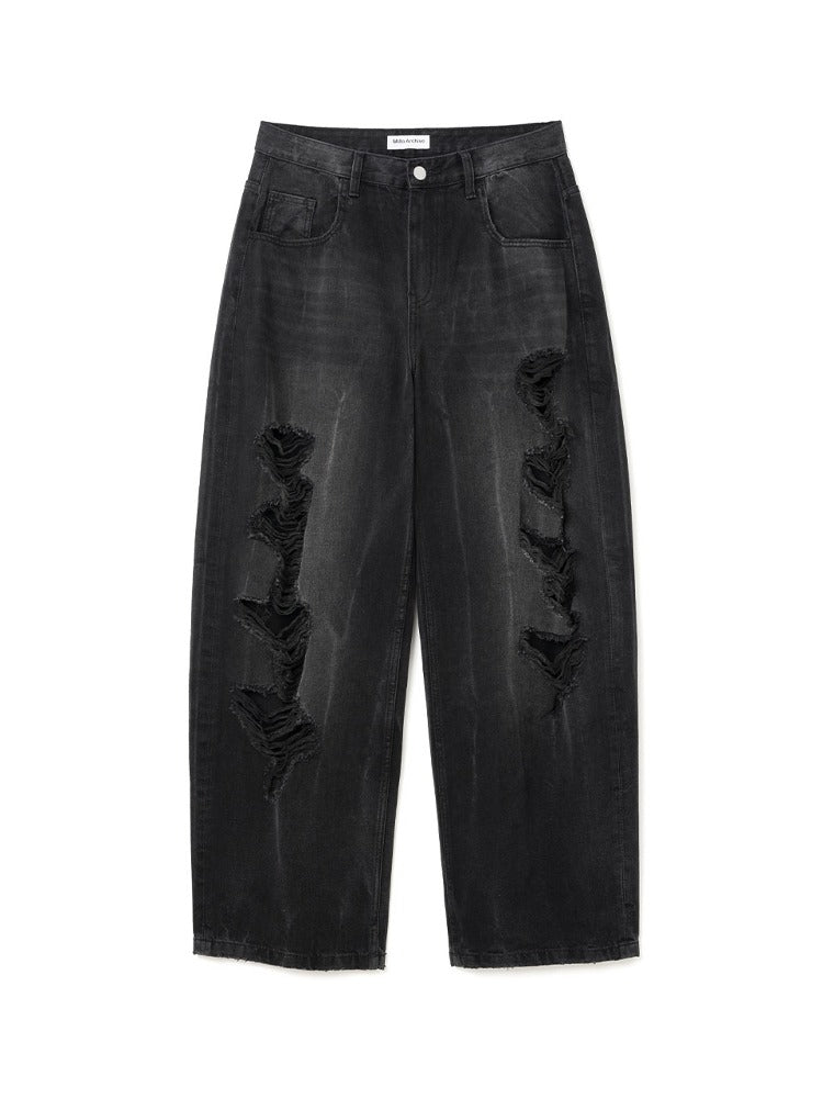 Reflect Curved Damage Pants Deep Black