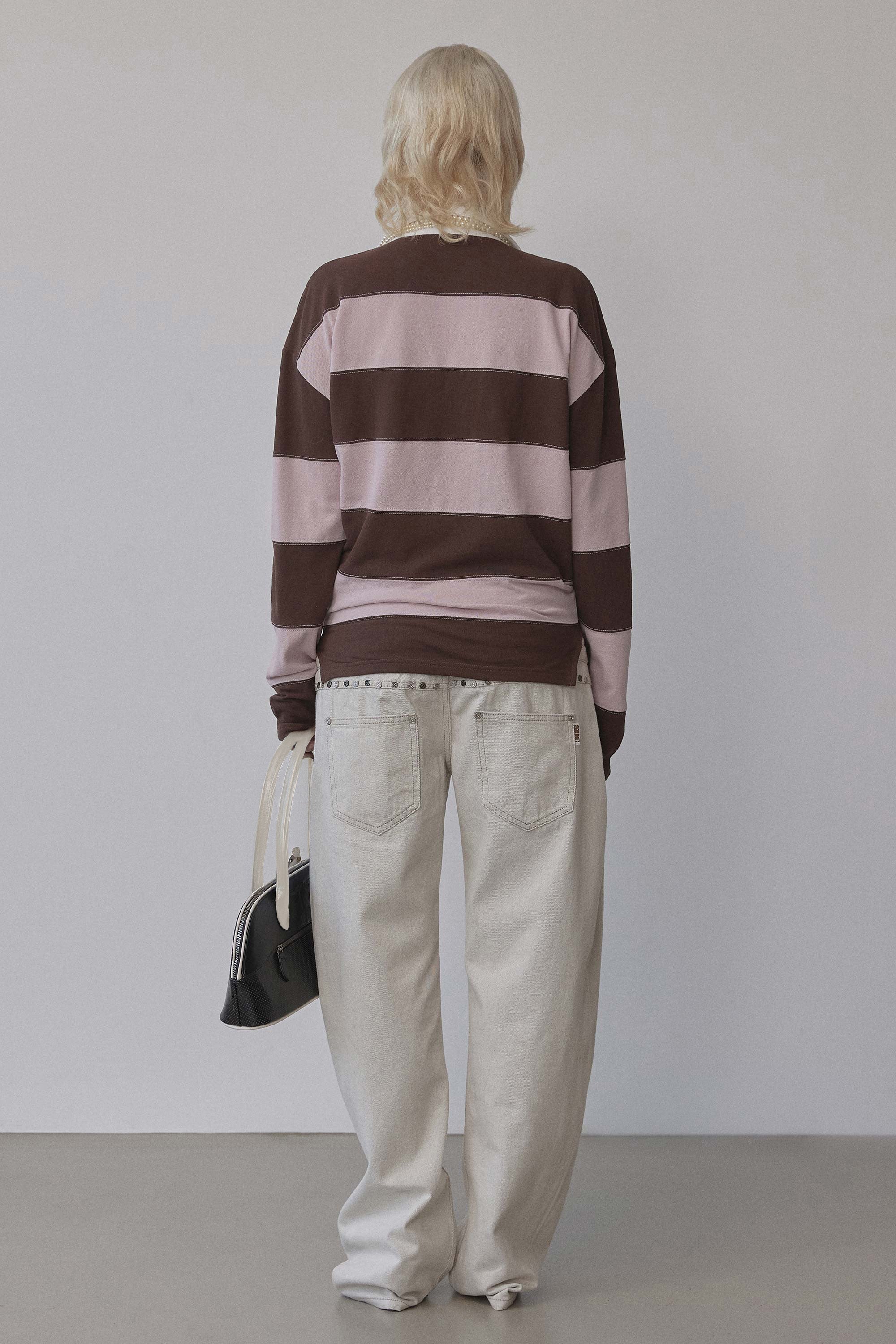 Rugby Striped Polo Jersey Pink/Brown