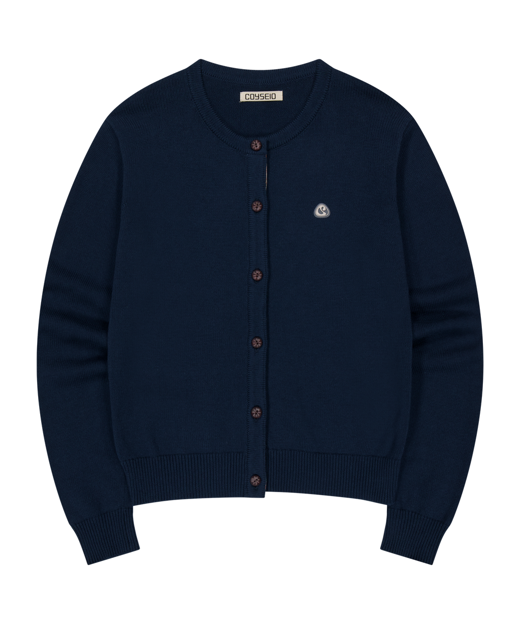 FLOWER PLACKET CARDIGAN NAVY