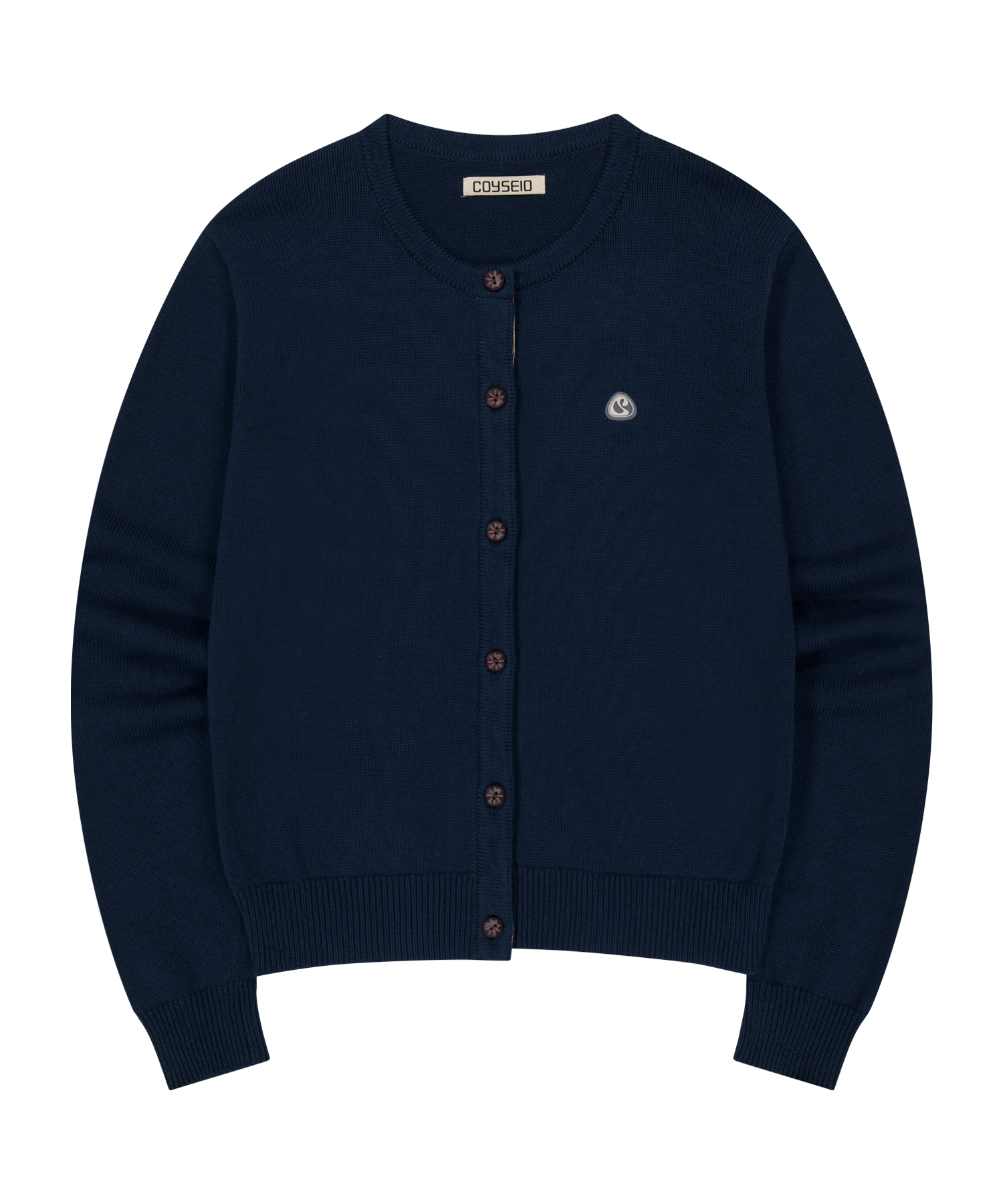 FLOWER PLACKET CARDIGAN NAVY