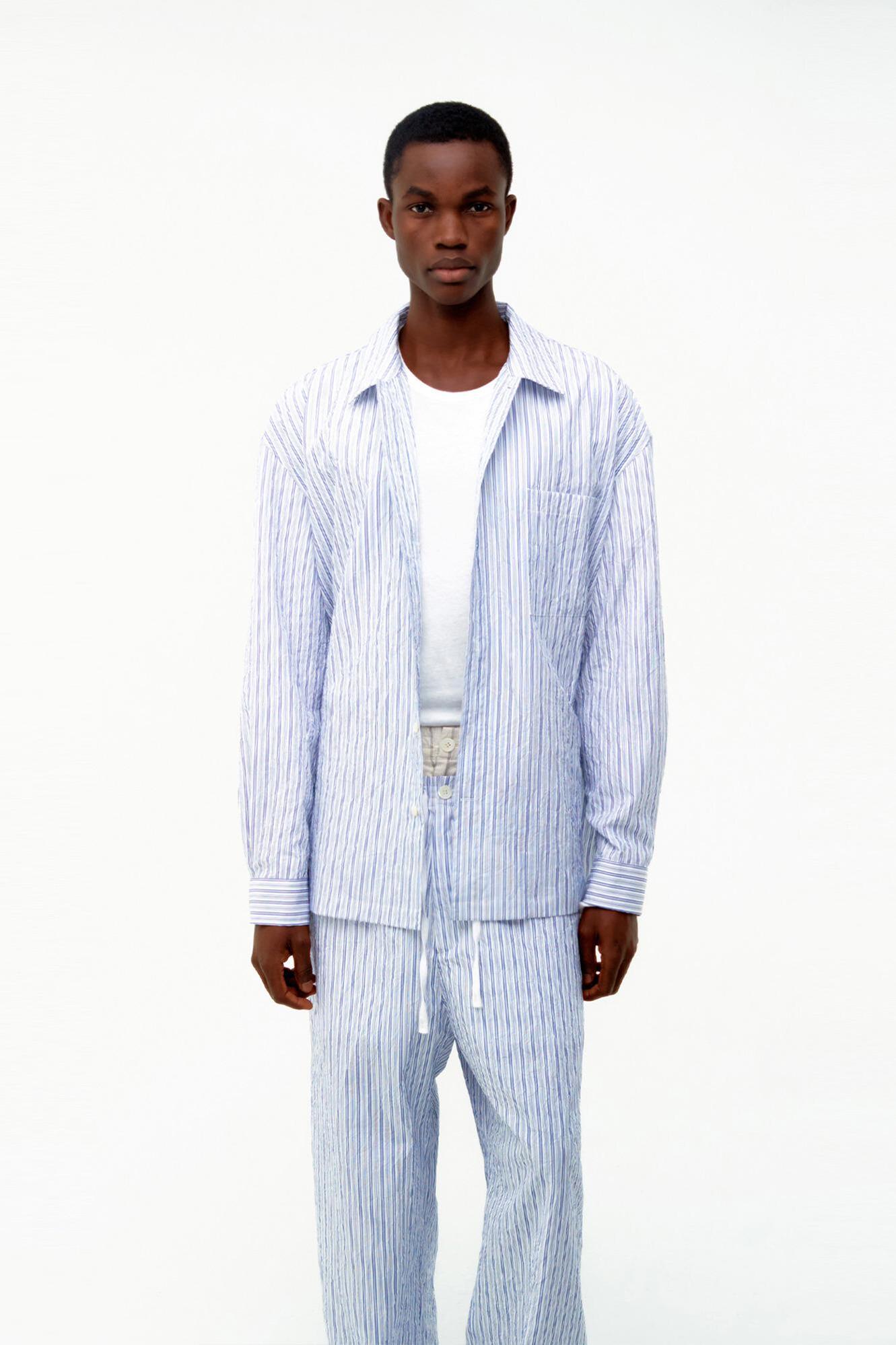 Textured Striped Lounge Shirt / 2 Color