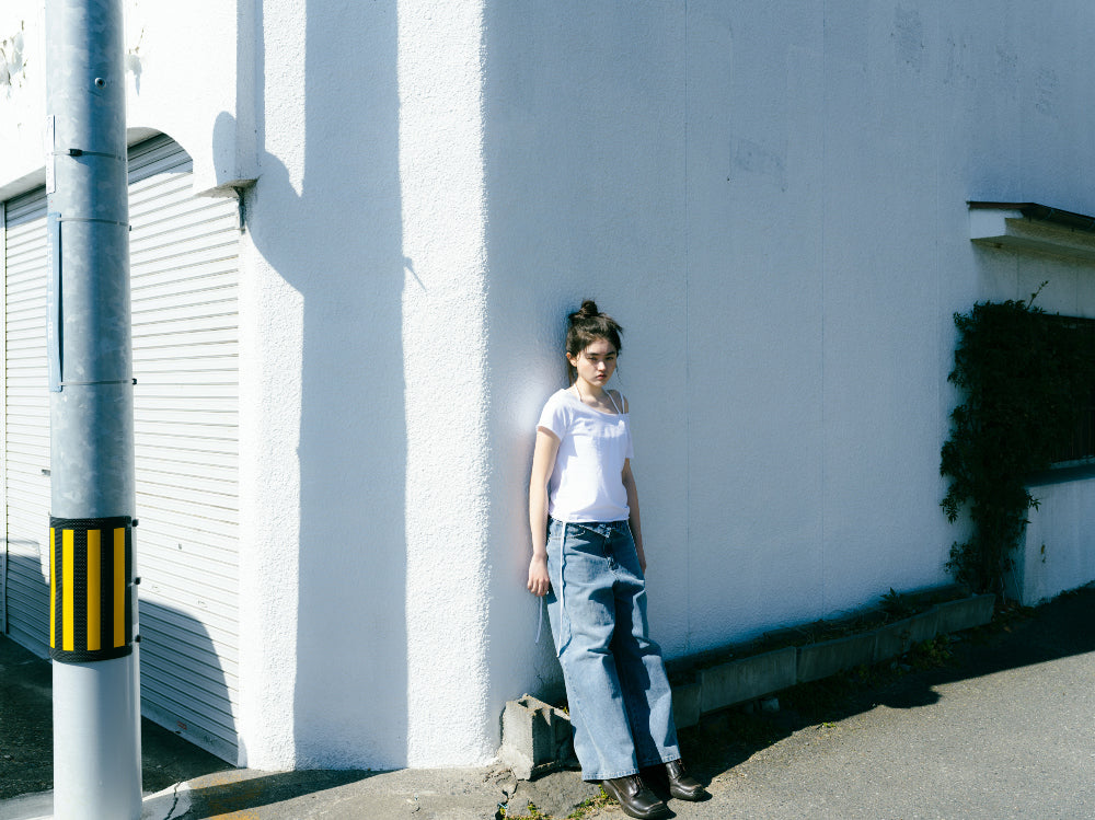 W STITCH DENIM PANTS BLUE