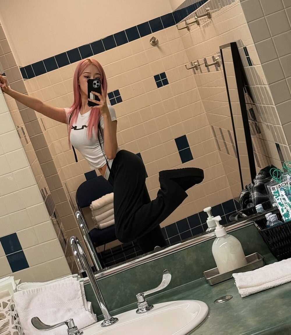 Worn by Aespa Giselle MLK LOGO RIBBON T-SHIRT / 2 COLOR