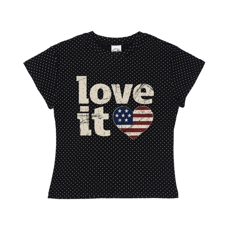 Vintage Heart Flag Crop Tee (Black)